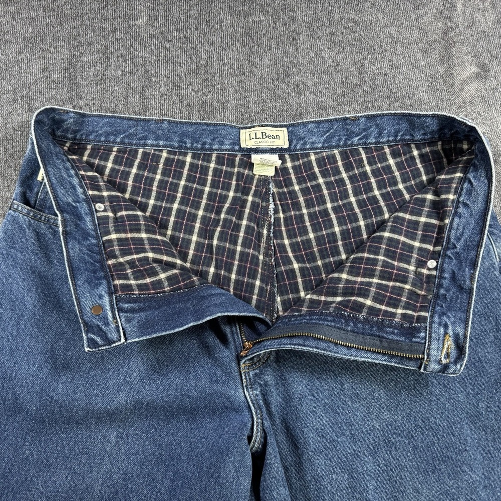L.L. Bean Men's Classic Fit Flannel Lined Jeans 40x29 Blue‎ Cotton Denim - Picture 7 of 16